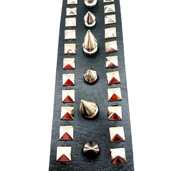 Gothic Spiked + Studded Bracelet Unisex Vegan Leather  -New - Picture 6 of 10